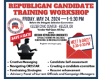 Be a battle-ready Republican candidate! Attend the Oregon Republican candidate workshop flyer in Kaiser Oregon, May 24, 2024